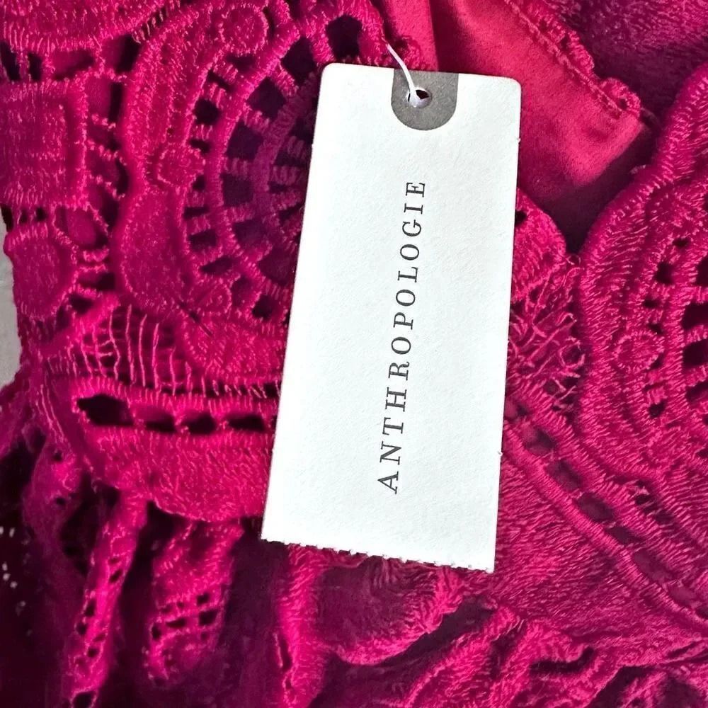 MAEVE x ANTHROPOLOGIE | NWT Red Lace Lined Cross Strap Babydoll Dress | Size 4 - Picture 8 of 12